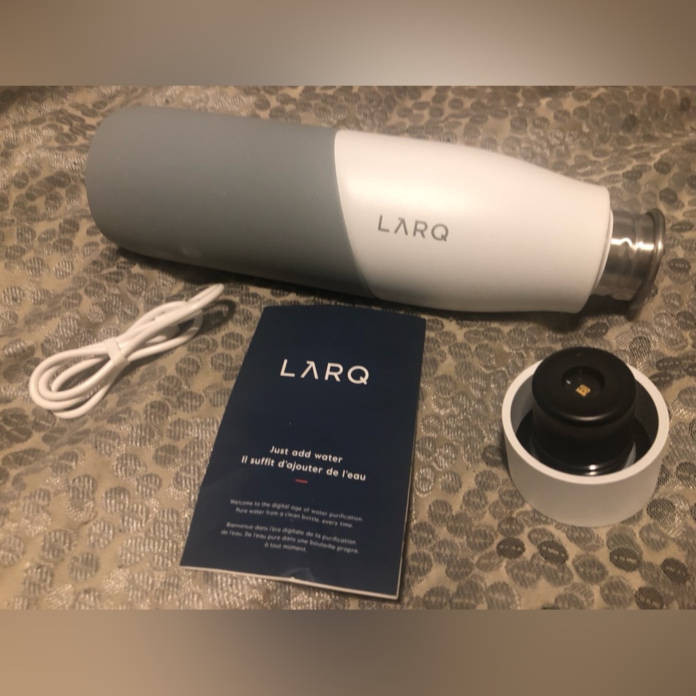 LARQ bottle 24 oz. Purifies and cleans itself. Charge with it’s own usb cord.